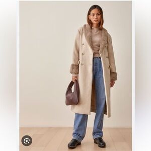 Reformation Lester Coat in Beige Houndstooth